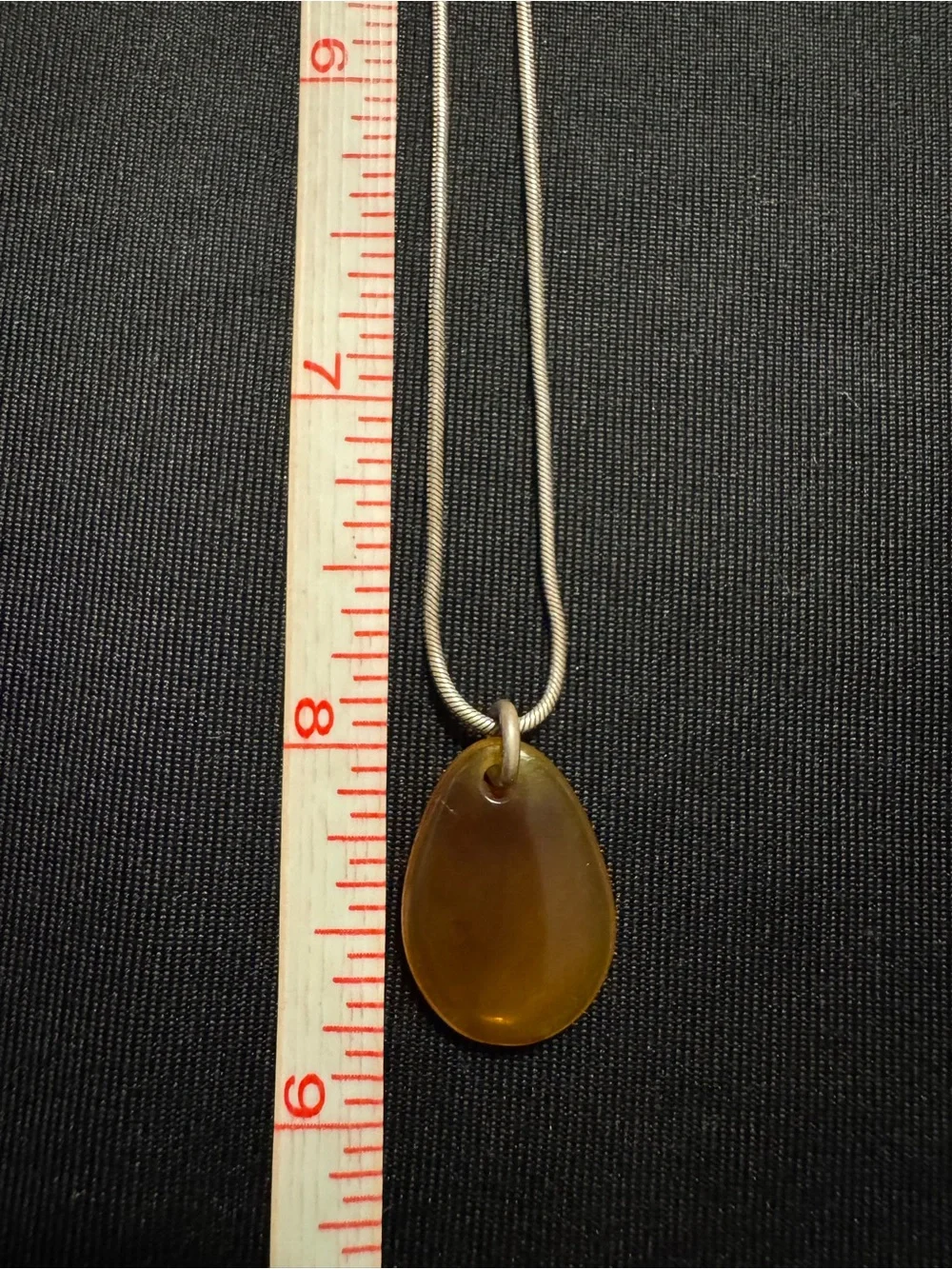 Genuine Amber Teardrop Pendant on Italian Sterling Silver Snake Chain